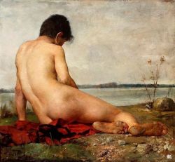 Male nude. 1887. Maurycy Trebacz. Polish.