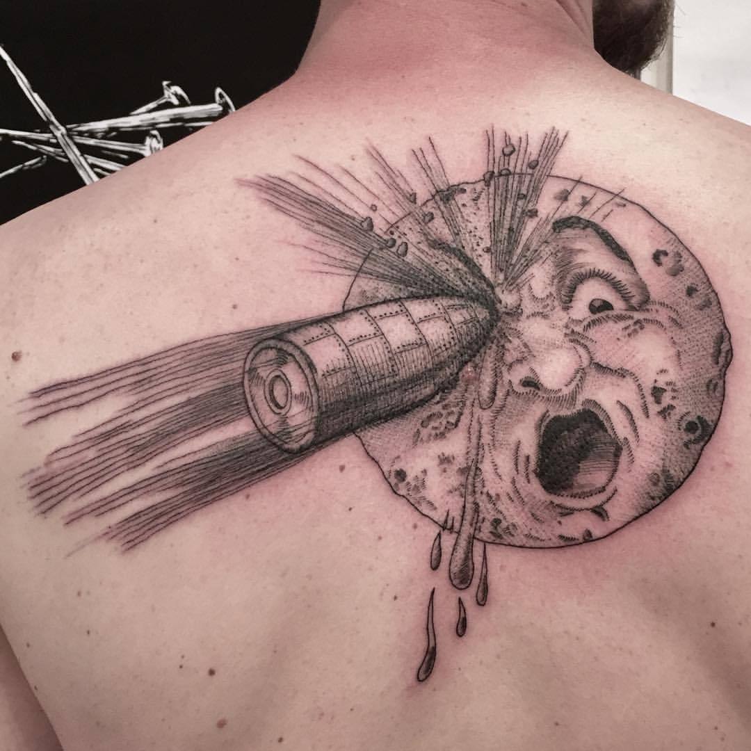 A Trip To The Moon Tattoo Stef Dess Tattoo — Georges Melies' A trip to the moon done...