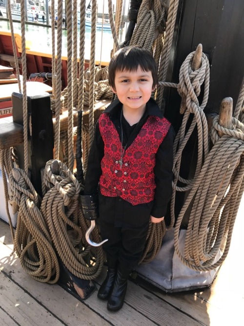 My little Hook hanging out on his Jolly Roger today. He was so excited to see Hook’s ship and everyo