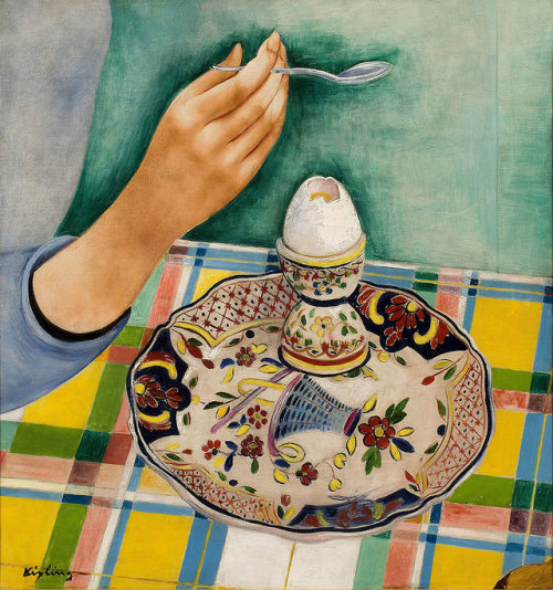 pinkstarlightcomputer:MOÏSE KISLING “Nature morte à l’oeuf” 