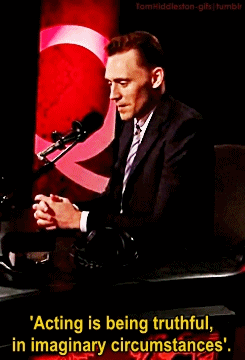 tomhiddleston-gifs:   While talking about acting, Tom Hiddleston quotes Paul Scofield and one of his acting teacher.  Quotes of wisdom brought to you by Hiddles since 1981