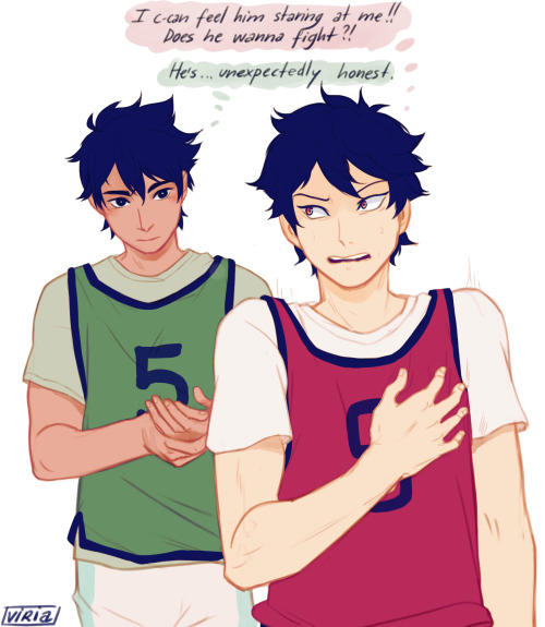 viria:  HA! you thought I was done but actually I just forgot to post this one there are so many Hiro (on the left) and Aki(on the right) are Kyu’s characters, who are also iwaoi and kagehins lovekids..heh this is kind of a continuation of this post