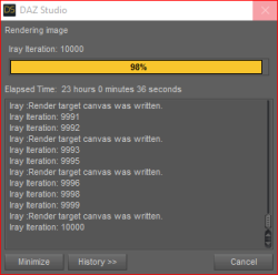 Almost done&hellip;  23 hours, 0 mins and 36 seconds and it hit the 10000 ray limit&hellip;