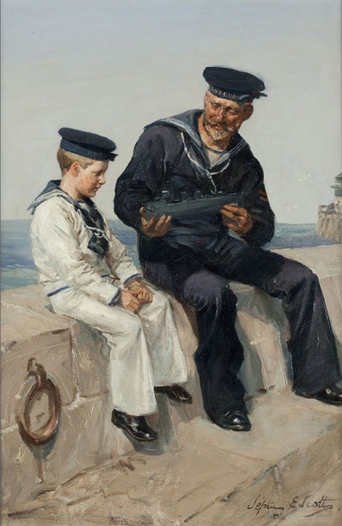 The Toy Ship, by Septimus Edwin Scott, late 19th - early 20th century Whether it is a father giving 