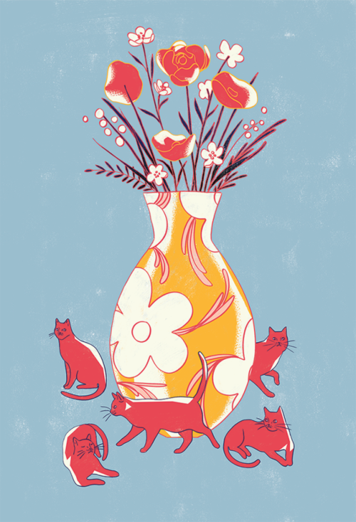 sanderdraws: Big vase or tiny cats?   Twitter / Instagram