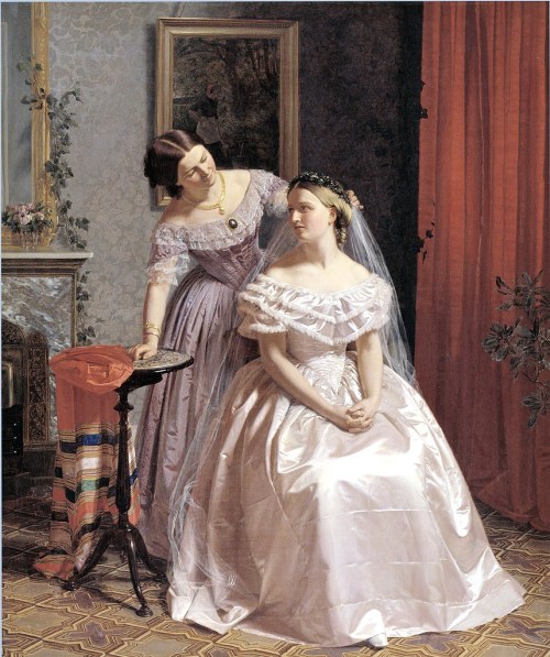 1859 Henrik Olrik (Danish artist, 1830-1890) The Bride Attended by Her Friend