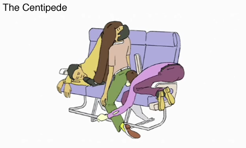 tastefullyoffensive:  Airplane Sleep Positions by Demetri Martin 