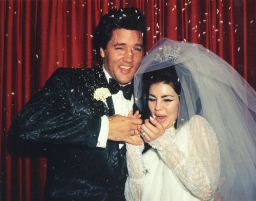 petersonreviews:Elvis and Priscilla Presley on their wedding day, 1967