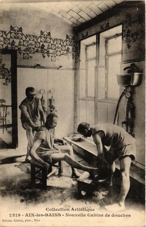 cartespostalesantiques: Thermal bath treatments in Vichy and Aix-les-Bains, Francevintage postcard, 