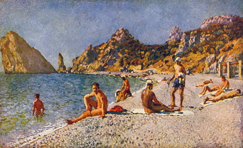 ilya-mashkov: Simeiz beach, 1920, Ilya MashkovMedium: oil,canvas