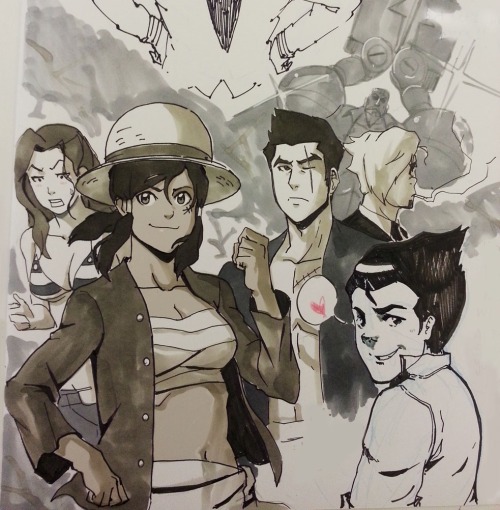 as-warm-as-choco:  Crossovers by Legend of Korra storyboard artists Eugene Lee and Olga Ulanova, featuring KILL la KILL, Gurren Lagann, One Piece & SnK ! 