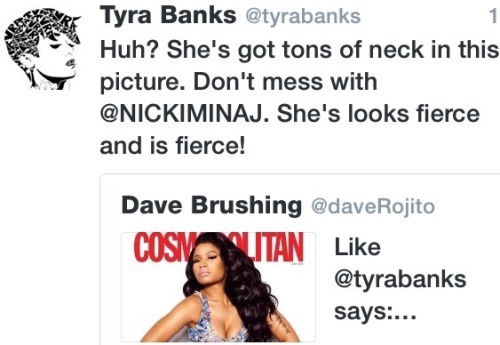 futurevilx:  snatchingyofav:  Tyra standing up nicki🙌🏻🙌🏻🙌🏻🙌🏻  #BlackGirls4BlackGirls 💁🏾