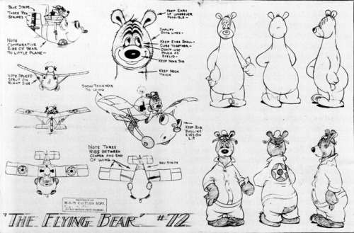 Model sheets for the largely forgotten MGM character, Barney Bear. Forgotten characters always get m