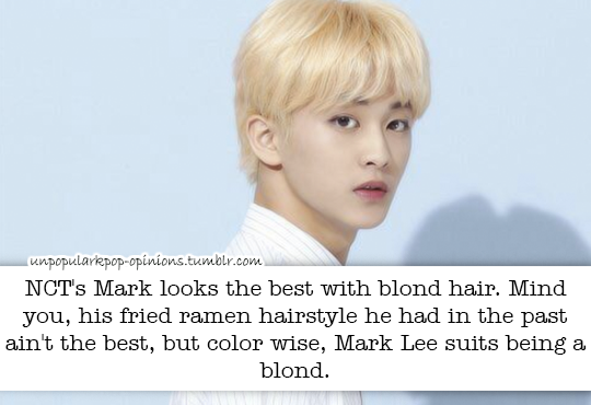 Unpopular K-pop Opinions — nct's mark looks the best with blond hair.  mind...