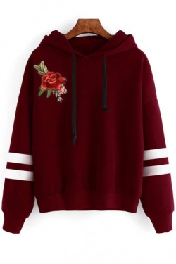 Tigercool-Lover: Fancy Girl’s Sweatshirt  Floral Embroidered  //  Stripe Print