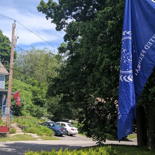 ourvaluedcustomers:Neighborhood feud. My wife and I have a United Federation of Planets flag hanging