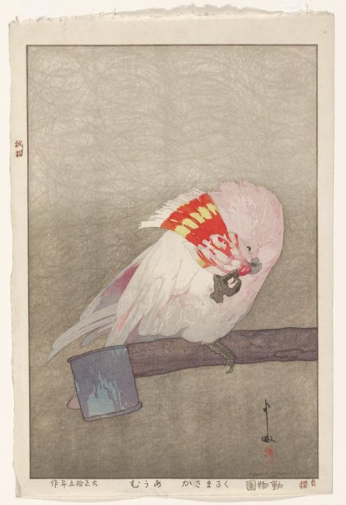 mia-japanese-korean:Major Mitchell’s Cockatoo, Yoshida Hiroshi, 1926, Minneapolis Institute of Art: 