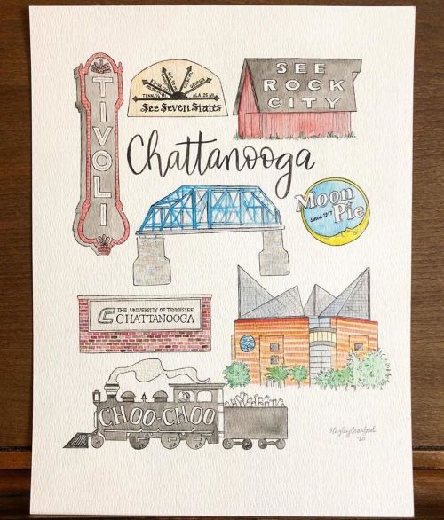 Created by local artist @hayley.cranford・・・ Chattanooga#watercolor #art #drawing #chattanooga #t