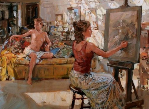 fordarkmornings:Art Imitating Life(  Part I  ✽  II  ) Life Drawing. Paul Hedley (British, b. 1947)Th