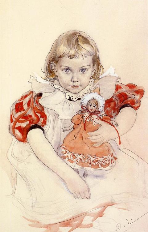 A Young Girl with a Doll, Carl Larsson