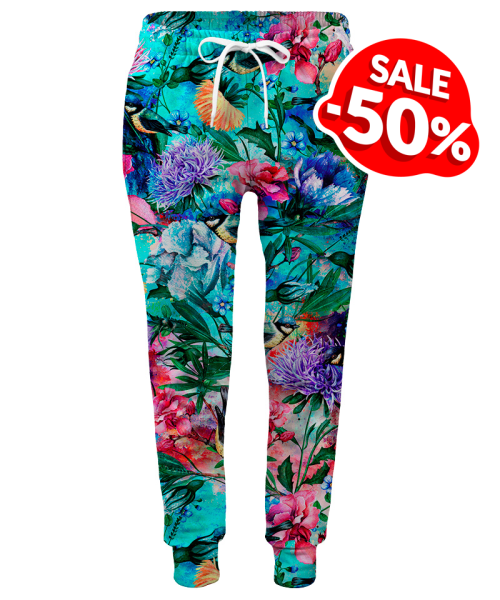 Here are bottoms with a colorful, tropical pattern: Flowers&amp;Birds sweatpants  ️ https:/