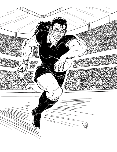 freeglassart: My Submission for the Buff Babes Zine (buffbabeszine). When picturing a Big Bad Lass, my mind could only imagine one thing: The Good ol’ Sport of Rugby Football. You gotta be buff there. I didn’t work with my usual image measurements