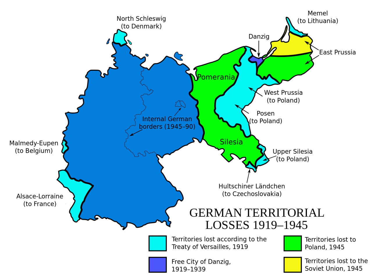 German territorial losses since World War 1. More - Maps on the Web