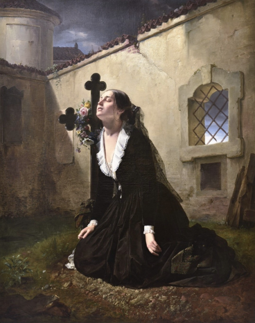 Desolate at the loss of her lover, 1850 by Giuseppe Molteni, (1800-1867).