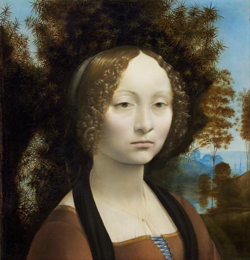 Ginevra de’ Benci, Leonardo da Vinci, c. 1474-78. National Gallery of Art, Washington, US.