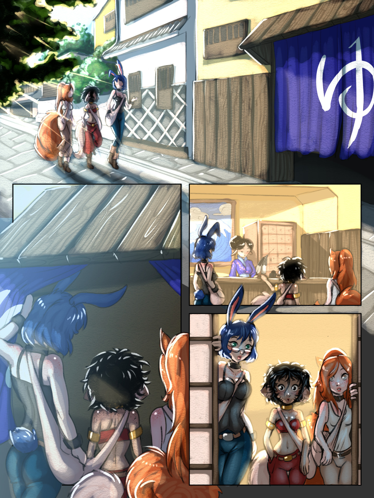 crimsonsnaughtybook:  crimsonsnaughtybook: First Onsen fun comic page done, I’m