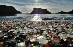 dreamyatheist:  inscendo:  Sea Glass Beach, Fort Bragg, CA Up until 1967, this area was used as a sort of dump for locals. Fires were set to reduce the refuse of trash dumped there, and with the effects of surf and time, the area transformed and became