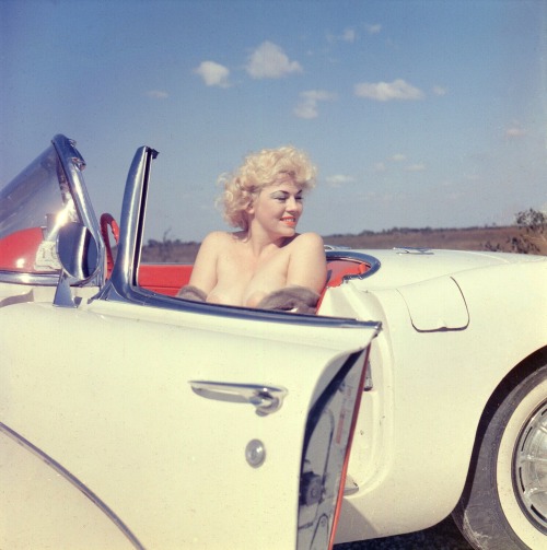 odk-2:  Maria Stinger in a Convertible w/ the Top DownColor Transparencyby Bunny Yeagerc.1960’s