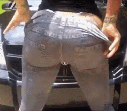iofbeholder:  She pulled down her pants to show off  She pulled down her pants to