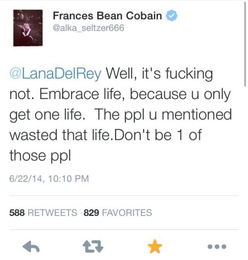 led-leviathan:  preteenager:  Kurt Cobain’s daughter on Lana romanticizing young death/suicide  Kurt would be so proud holy shit 