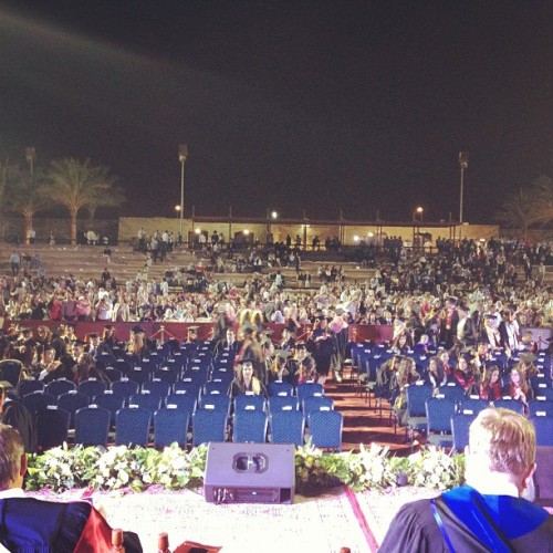 The #AUC commencement is NOT over yet, but this is our audience at the moment. It&rsquo;s a bit 