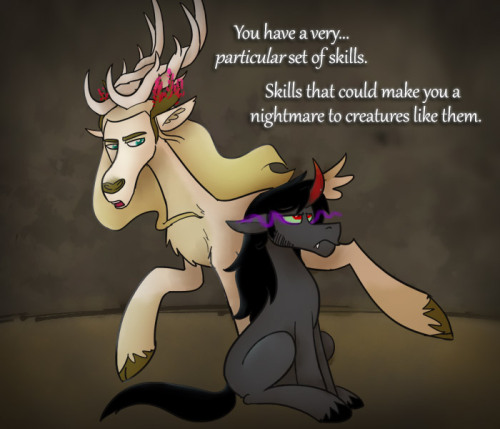ask-king-sombra:  Air quotes are an ancient tool used only by the most wise, mysterious and sarcastic.  …oh damn. I really liked these elk characters at first but I’m really starting to get uncomfortable with their leader. >: