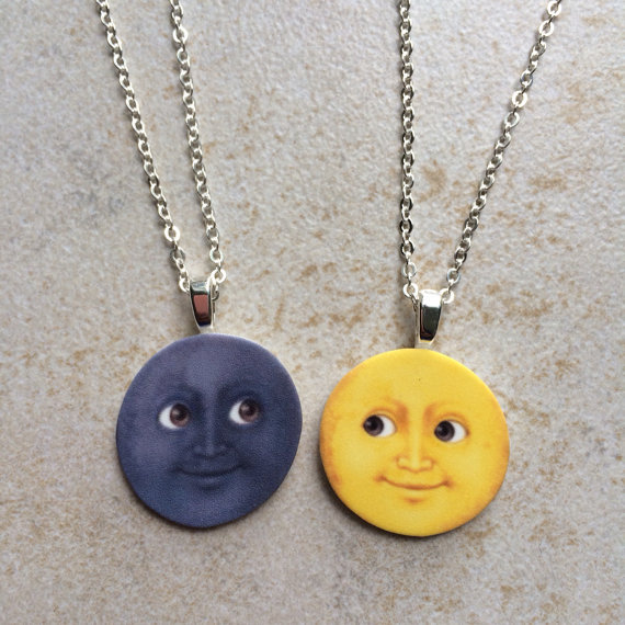 shopbenji:Moon emoji friendship necklaces at ShopBenji