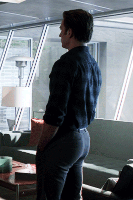 In “Endgame” alone, Cap’s bum gets plenty of screen time. It’s shown off in tight khakis, black work