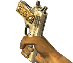 chefpyro:During the Honest Hearts dlc if you tell Joshua Graham to use a melee weapon he equips a unique, unobtainable weapon called Joshua’s Pistol Whippin’ .45 which is just his signature gun turned so it can be used for bludgeoning and every time