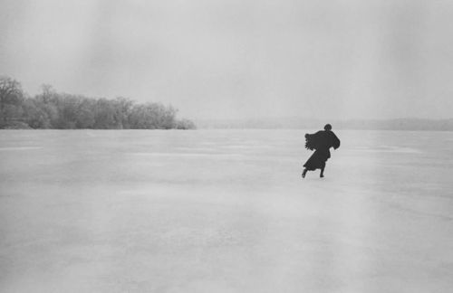 agelessphotography:Joni Mitchell, skating on Lake Mendota, Madison, WI, Joel Bernstein, 1976gelatin 