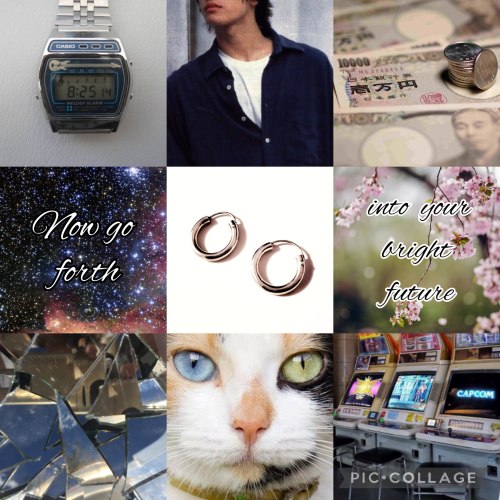 Moodboard edits for the P1 Protagonist (Boy with Earring, Naoya Toudou) and Yusuke Kitagawa (P5)