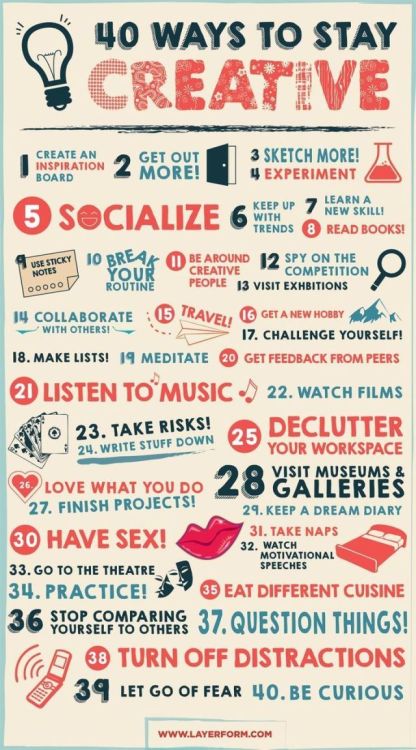 Wanna get out of a creative rut? This handy infographic will sort you RIGHT out.   - Cosmopolit