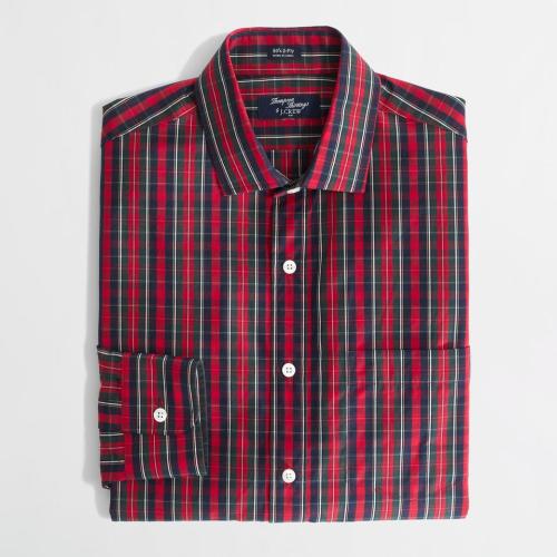 wantering-dressed-in-red: Factory Thompson spread-collar dress shirt in tartanSee what’s on sa