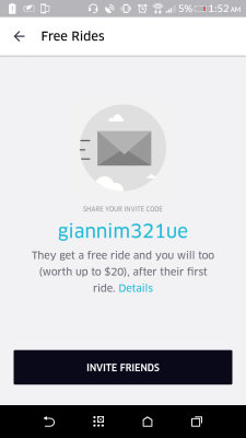 Heres my uber code use it if you want to