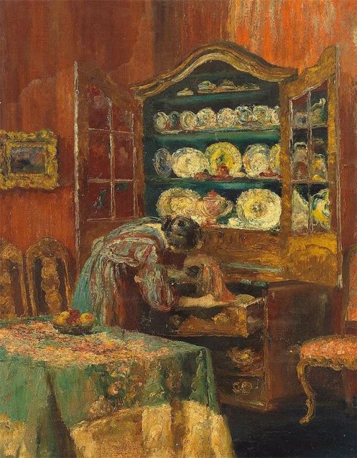 Interior with open showcases   -   Paul Barthel German, 1862–1933Oil on canvas, 80 x 63.5 cm