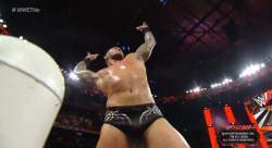 The best way to end Raw! Randy bulge up close