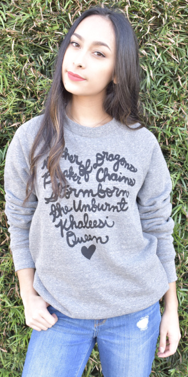 These beautiful Game of Thrones designs are hand-stencilled onto clothing by Neena Creates on Etsy.