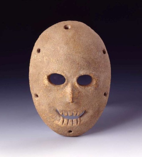 Mask, from Hirbat Duma (Judean Desert), Pre-Pottery Neolithic B (9,000 ago), Stone, L: 22.5; W: 15.6