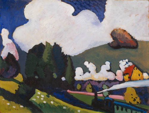 guggenheim-arts: Landscape near Murnau with Locomotive by Vasily Kandinsky, 1909, Guggenheim MuseumS