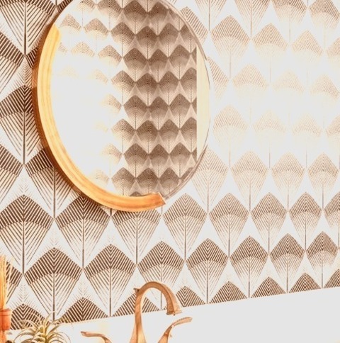 Powder Room Bathroom In ChicagoShaker Cabinets, White Cabinets, Multicolored Walls, An Undermount Sink,